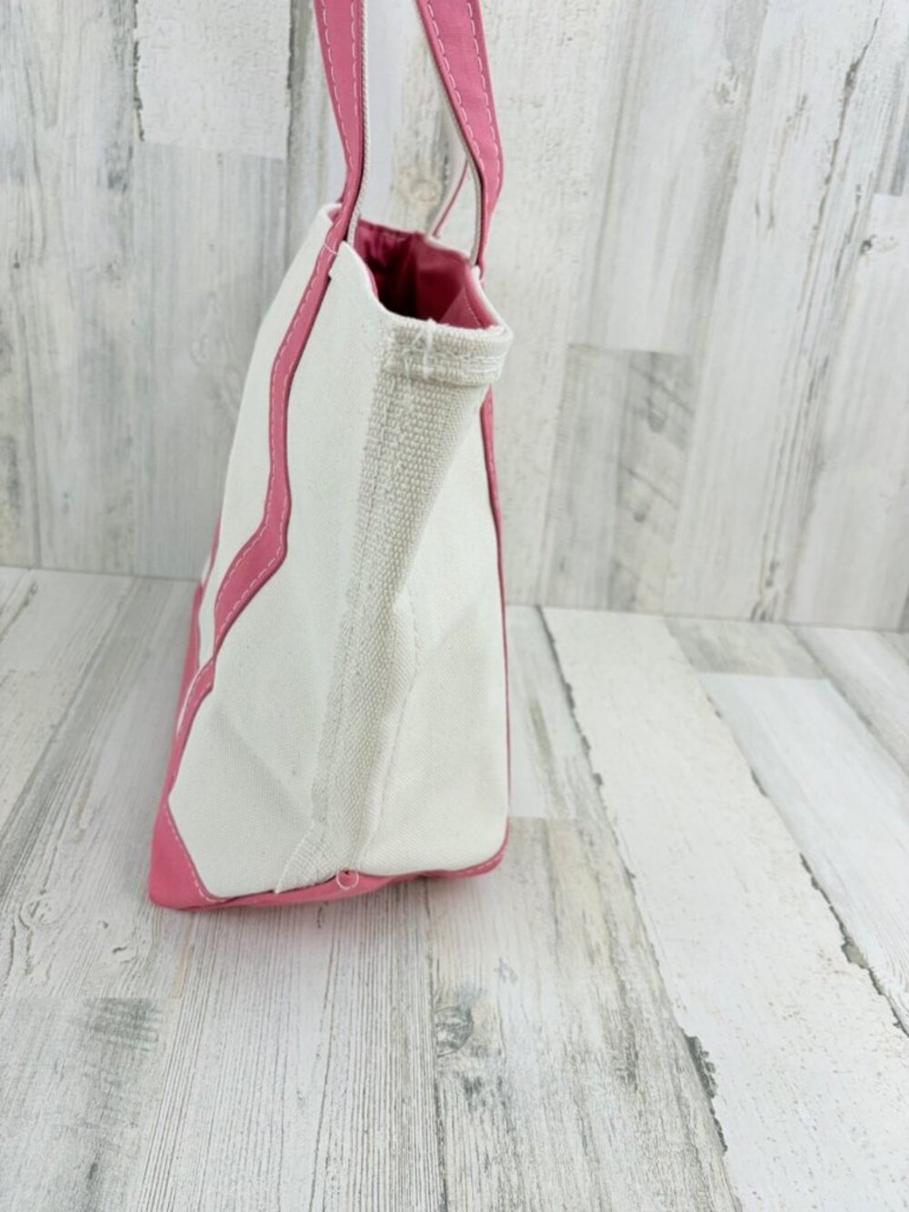 LL Bean Canvas Boat And Tote Bag Vintage Rose Pink Made in USA Zipper Closure - Picture 7 of 16